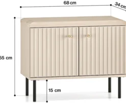 Szafka na buty Caletto 68 cm z siedziskiem ozdobne lamele beżowa