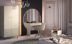 Szafka nocna Caletto z szufladą 50 cm ozdobne lamele beżowa