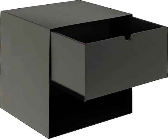 Szafka nocna Emilis prostokątna wisząca z półką i szufladą czarna 30x25x30 cm