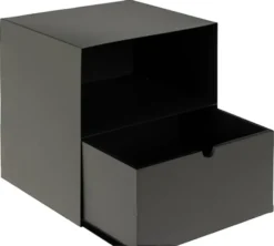 Szafka nocna Emilis prostokątna wisząca z półką i szufladą czarna 30x25x30 cm