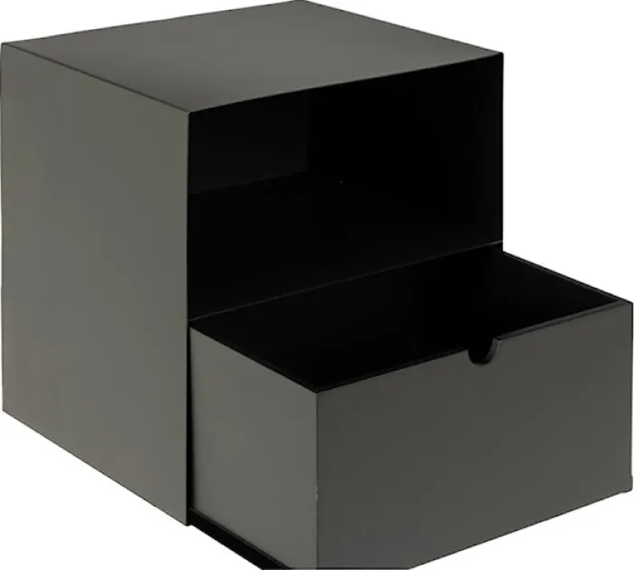 Szafka nocna Emilis prostokątna wisząca z półką i szufladą czarna 30x25x30 cm