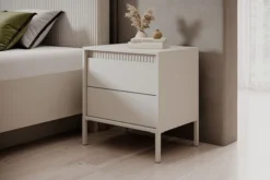 Szafka nocna Falsetto z ryflowanymi frontami i szufladą 68 cm beżowa