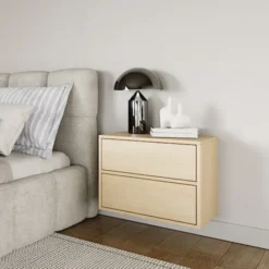 Szafka nocna Framme wisząca z dwiema szufladami 50 cm dąb lindberg