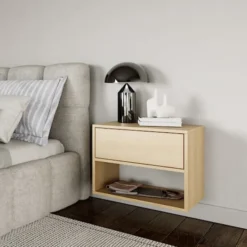 Szafka nocna Framme wisząca z szufladą i wnęką 50 cm dąb lindberg