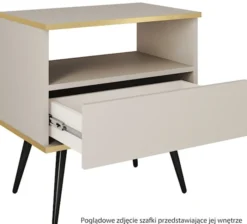 Szafka nocna Glinte z szulfadą 54 cm biała ze złotymi nogami