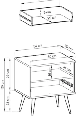 Szafka nocna Glinte z szulfadą 54 cm biała ze złotymi nogami