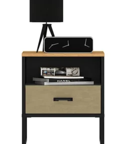 Szafka nocna młodzieżowa Colt z wnęką i szufladą 45 cm dąb craft/czarny/stal