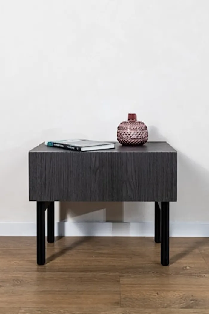 Szafka nocna Nolie z szufladą i nóżkami 50 cm Jesion Portland Czarny