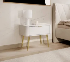 Szafka nocna Oval z szufladą 63 cm Biała