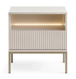 Szafka nocna Tosena z szufladą i oświetleniem LED 54 cm Kaszmir
