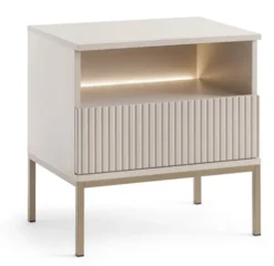Szafka nocna Tosena z szufladą i oświetleniem LED 54 cm Kaszmir