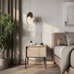 Szafka nocna Trend 46 cm z LED Beżowa