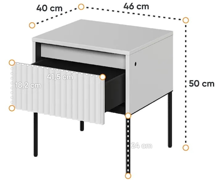 Szafka nocna Trend 46 cm z LED Biała