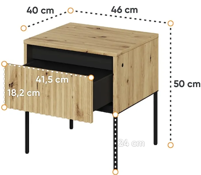 Szafka nocna Trend 46 cm z LED Dąb artisan