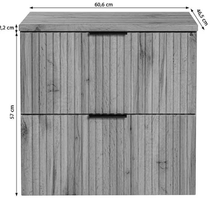 Szafka pod umywalkę Temirni 60 cm czarna lamele z blatem