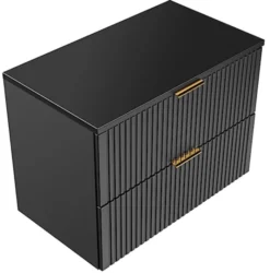 Szafka pod umywalkę Temirni 80 cm czarna lamele z blatem