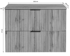 Szafka pod umywalkę Temirni 80 cm czarna lamele z blatem