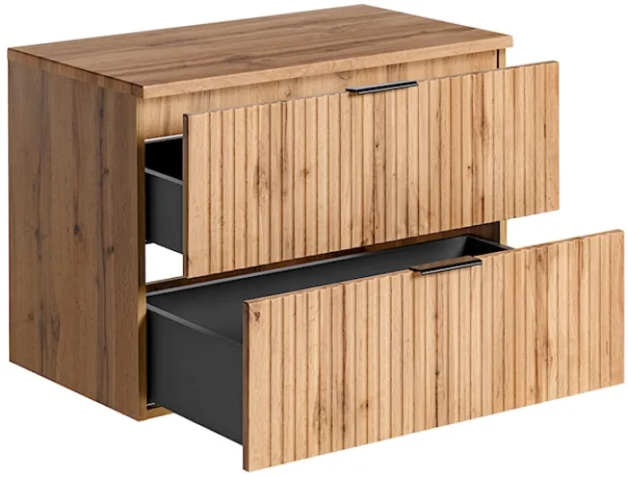 Szafka pod umywalkę Temirni 80 cm dąb wotan lamele z blatem