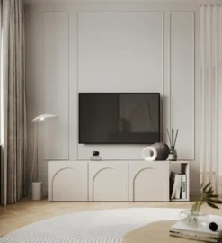 Szafka RTV Arkadia czterodrzwiowa z frezowanymi frontami 175 cm kaszmir