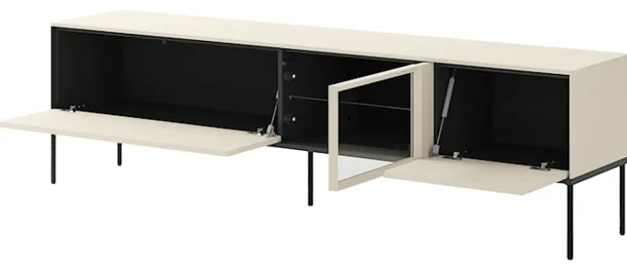 Szafka RTV Bellezo z witryną LED 196 cm kremowy