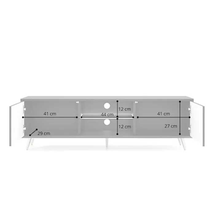 Szafka RTV Bello z lamelowymi frontami 135 cm czarna/dąb wotan z led