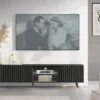 Szafka RTV Bello z lamelowymi frontami 175 cm czarna z led z czarnymi nogami