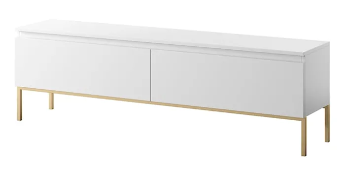Szafka RTV Bemmi 150 cm biała ze złotymi nogami