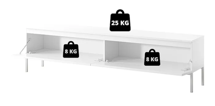 Szafka RTV Bemmi 175 cm biała ze złotymi nogami