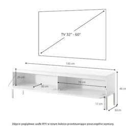 Szafka RTV Bemmi 150 cm czarna ze złotymi nogami
