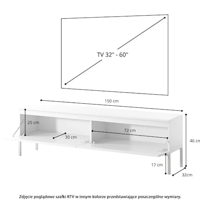 Szafka RTV Bemmi 150 cm czarna ze złotymi nogami