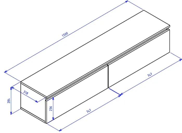 Szafka RTV Bemmi wisząca 150 cm biały