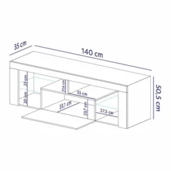 Szafka RTV Bianko 140 cm Dąb lancelot z oświetleniem