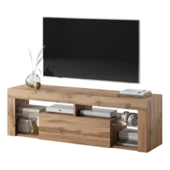 Szafka RTV Bianko 140 cm Dąb lancelot z oświetleniem