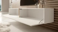 Szafka RTV Bisira 200 cm biała ze złotą wstawką