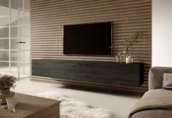 Szafka RTV Bisira 200 cm Czarny jesion
