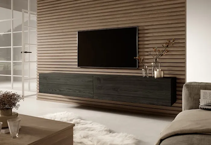 Szafka RTV Bisira 200 cm Czarny jesion
