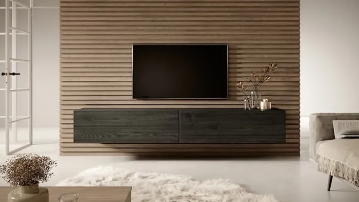 Szafka RTV Bisira 200 cm Czarny jesion
