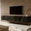Szafka RTV Bisira 200 cm czarny marmur ze złotą wstawką