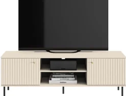 Szafka RTV Caletto 160 cm ozdobne lamele beżowa