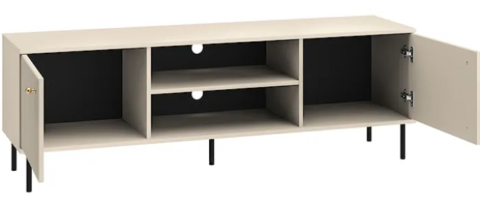 Szafka RTV Caletto 160 cm ozdobne lamele beżowa