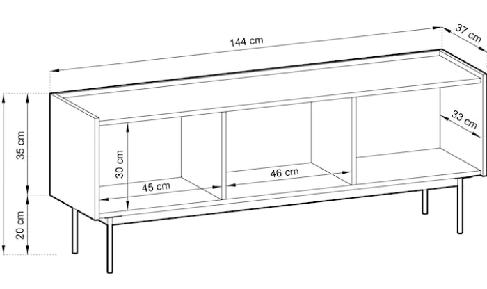 Szafka RTV Color 144 cm trzydrzwiowa Kaszmir / Dąb Linea