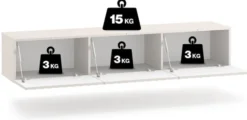Szafka RTV Derriva wisząca z ryflowanymi frontami 170 cm kaszmir