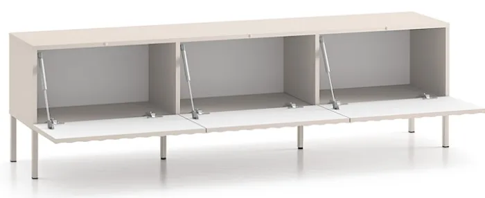 Szafka RTV Derriva z ryflowanymi frontami 170 cm kaszmir
