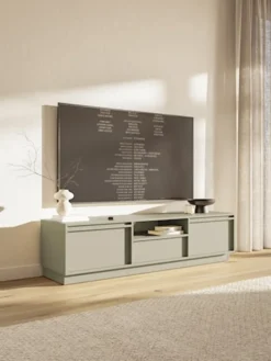 Szafka RTV dwudrzwiowa Evo z szufladą 154 cm kaszmir na cokole