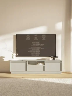 Szafka RTV dwudrzwiowa Evo z szufladą 154 cm beż piaskowy na cokole