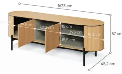Szafka RTV dwudrzwiowa Rotto z ryflami 168 cm dąb vincenza
