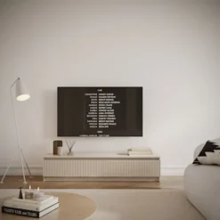 Szafka RTV dwudrzwiowa Sandia z ryflowanym frontem 139 cm kaszmir