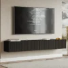 Szafka RTV dwudrzwiowa Veldio wisząca z ryflowanym frontem 200 cm czarna