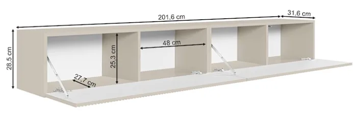 Szafka RTV dwudrzwiowa Veldio wisząca z ryflowanym frontem 200 cm czarna