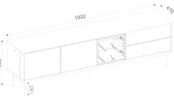 Szafka RTV Epiro trzydrzwiowa z szufladami i oświetleniem 194 cm szary beż / dąb ciemny